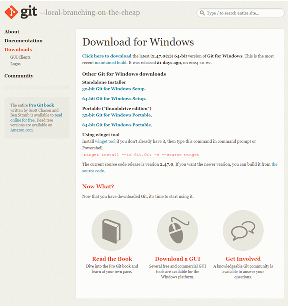 Git for Windows download page